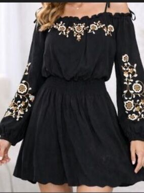 White House Black Market Black Off Shoulder Dress NWOT